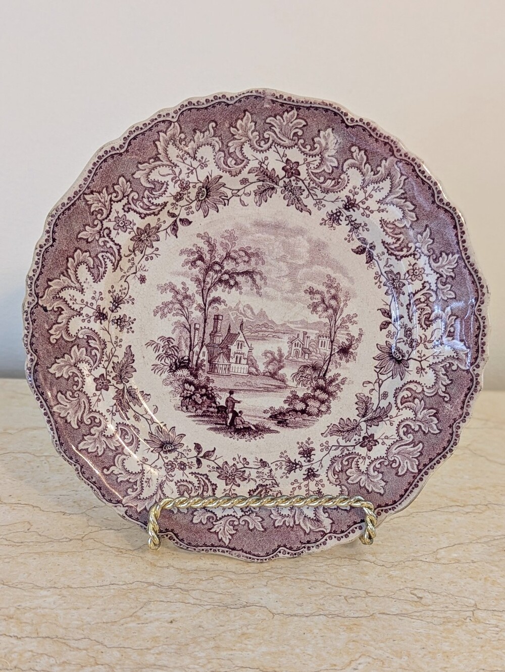 Vintage Transferware Purple Mulberry Victorian Style British Lakes 7" Plate